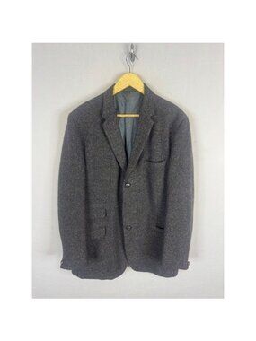 Harris Tweed Mens 42R Wool Blazer Brown Herringbone 3 Button Sport Coat Vintage